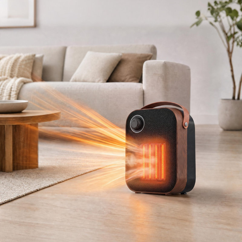 Chaufferette portative en céramique, chauffage électrique 1500W avec thermostat et 2 modes de chauffage, noir