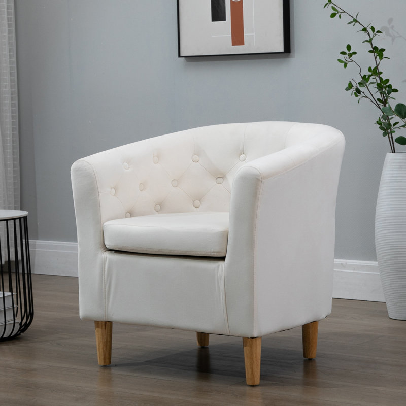 Tarbes Velvet Barrel Chair, Cream