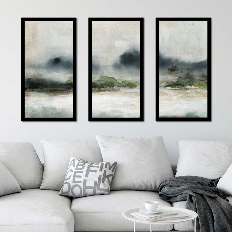 «Textured Rain II» par - 3 pièces, H 25,5 po x l 40,5 po x P 1 po