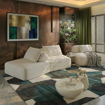 Canapé incurvé moderne de 139 po, canapé modulaire en nuage avec dossier réglable, canapé à siège profond surdimensionné pour le salon, sans assemblage requis, beige