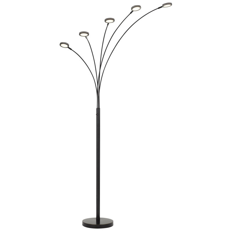 72" Five Light Led Arc Floor Lamp, Brass