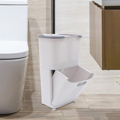 Panier à linge en plastique avec poignées