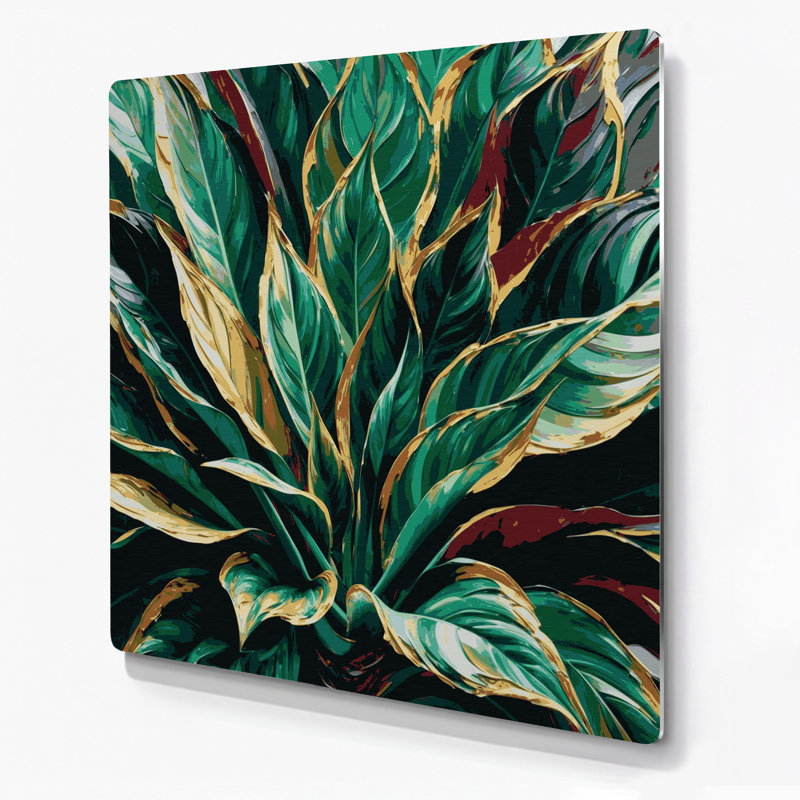 Art mural en métal Botanical Dracaena, H 12 po x l 12 po