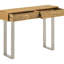 Console à 2 tiroirs aux couleurs naturelles et argentées, base élégante de style traîneau, tiroirs spacieux pour l'organisation, espaces contemporains idéaux, console rectangulaire 32 pouces High Harmony, tons de bois avec
