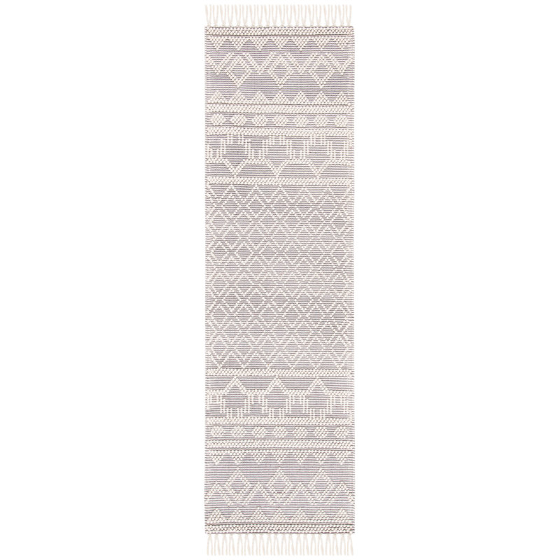 Mcguigan Natura Hand Loomed Wool/Cotton Southwestern Rug in Ivory/Gray, Runner 2'3" x 16'