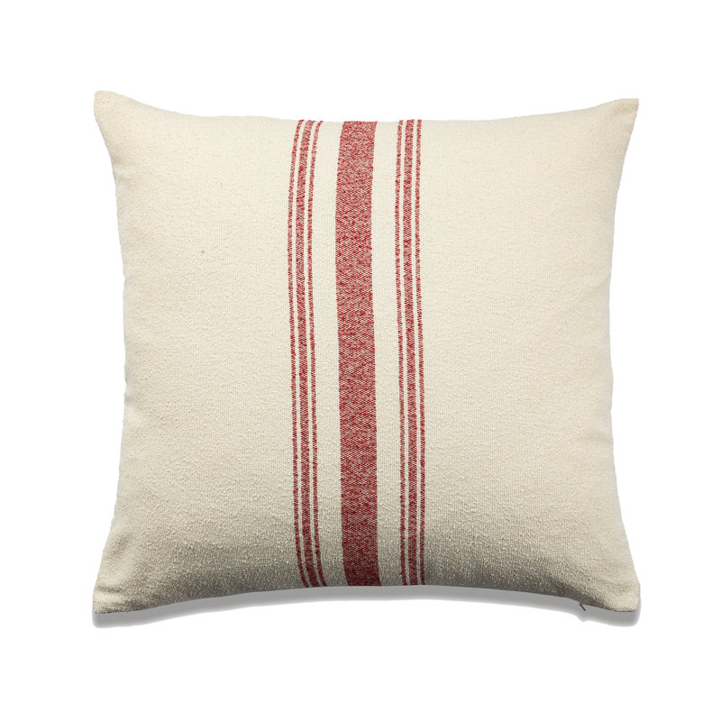 Striped Cotton Blend Throw Pillow, Red, Polyester/Polyfill