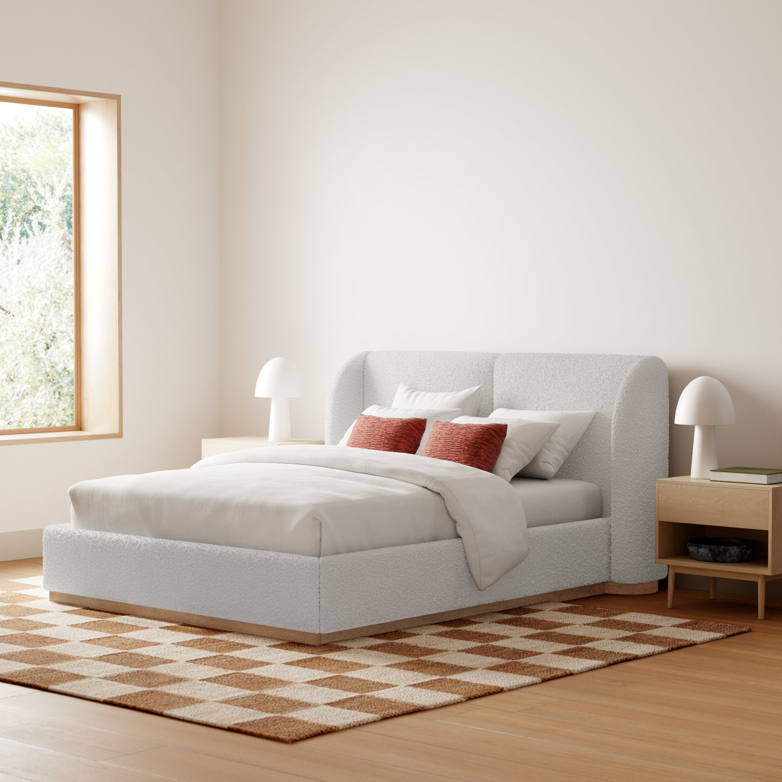 Earley Boucle Fabric Bed, Queen