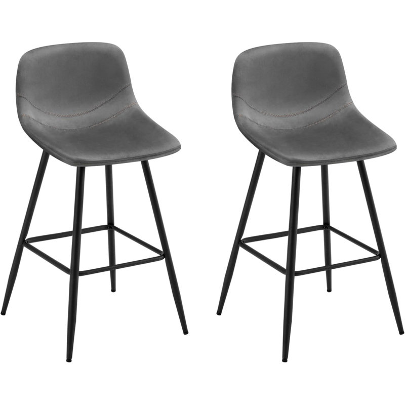 Chadbourn Upholstered Counter Stool with Metal Frame, Dark grey