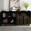 Buffet cannelé avec tablettes réglables - noir pour la maison 4 portes, tablettes de rangement-965469993
