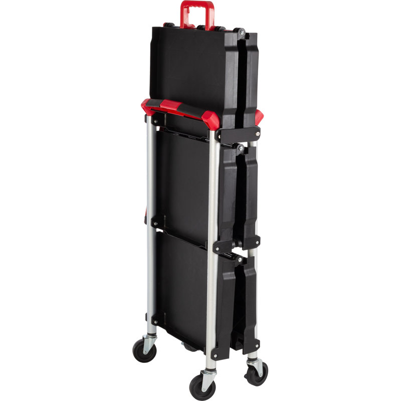 Stalwart Folding Cart with 50lb Capacity Per Shelf - Collapsible Cart with Wheels
