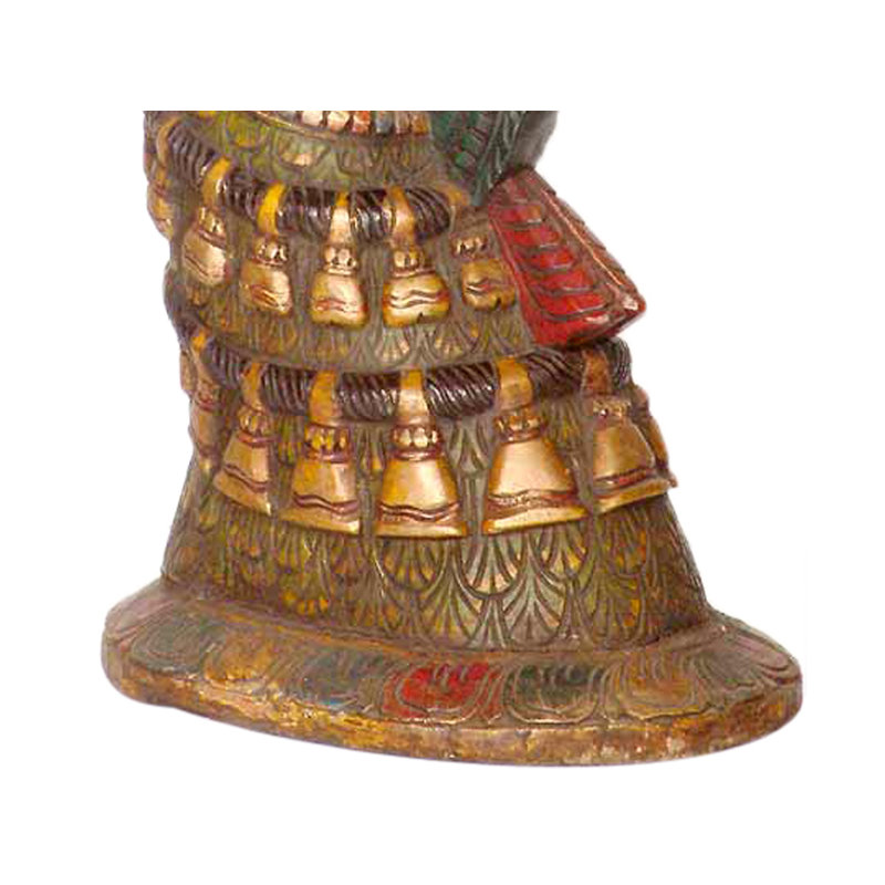 Sculpture de tête de perroquet en bois sculpté à la main, 13 po de haut, temple de l'Inde du Sud, art de salon et décoration spirituelle