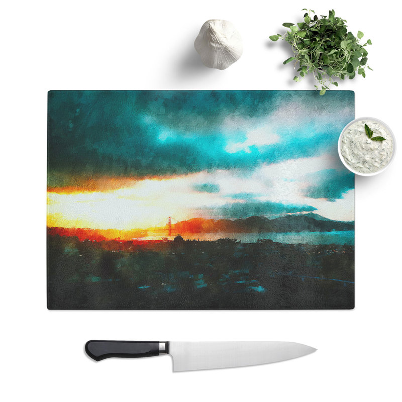 Tempered Glass San Francisco Skyline Chopping Board, 20 cm x 28.5 cm