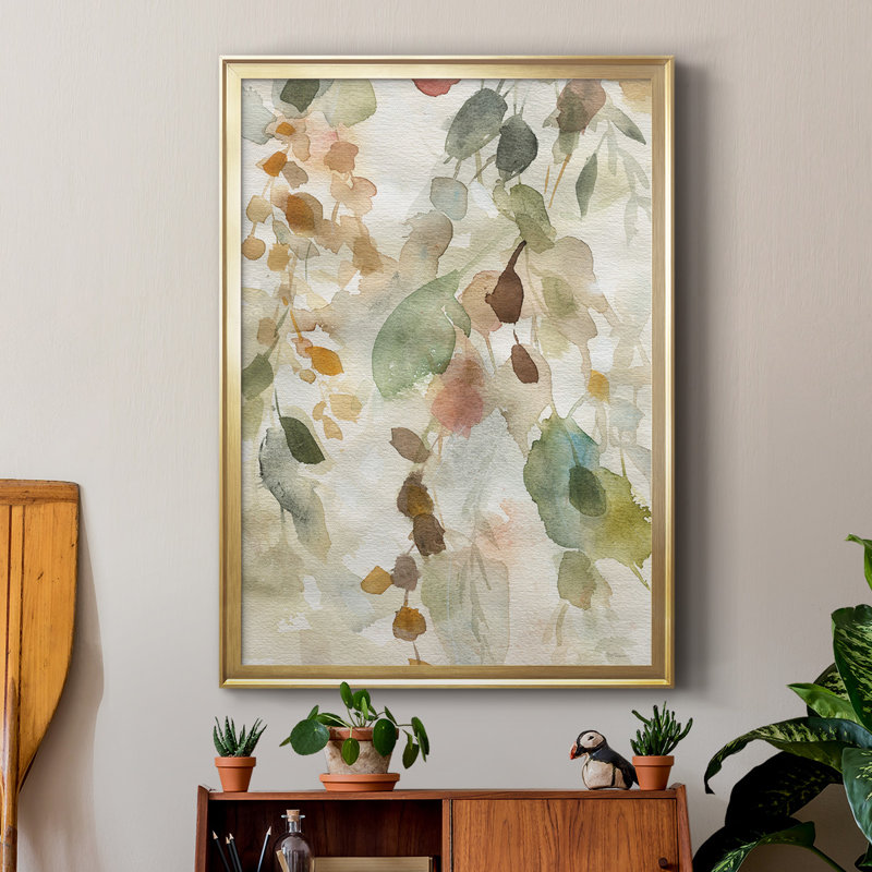 «Cascading Nature I», reproduction encadrée de qualité supérieure, prête à être accrochée, H 36,5 po x l 26,5 po, Doré