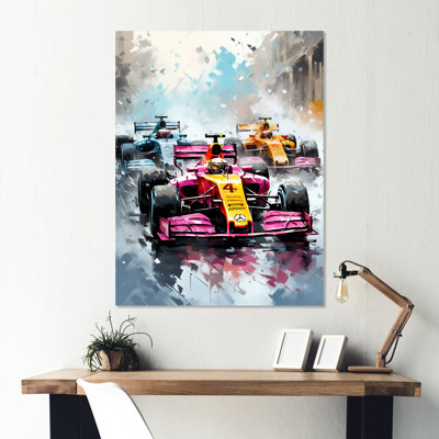 Colorful Formula Car Race Track III - Race Tracks Metal Wall Art