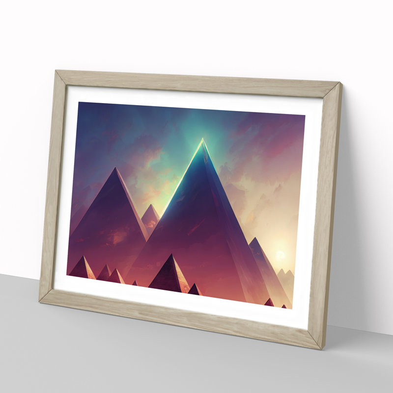 Futuristic Pyramids Vol.3 Abstract - Single Picture Frame Print, Oak Framed, 25cm H x 34cm W x 2cm D