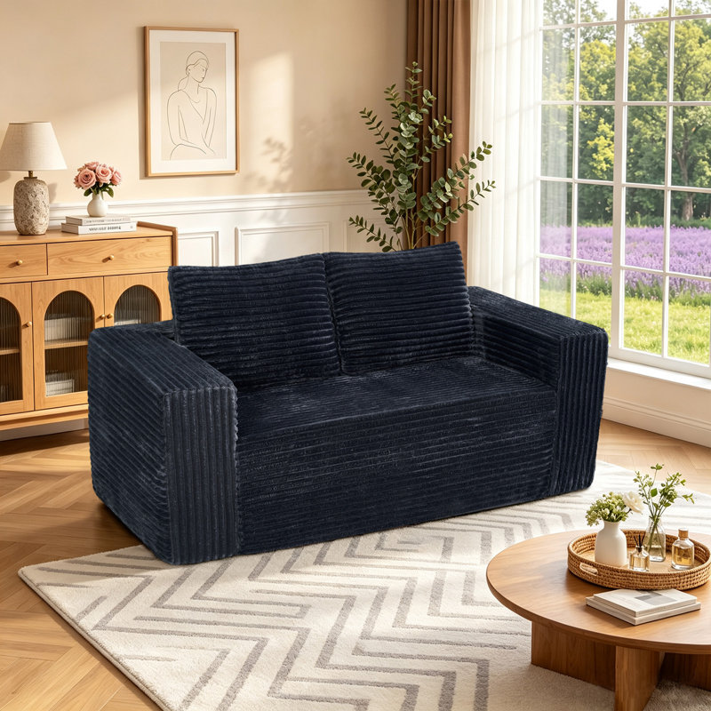 Causeuse en velours Corduroy, Grey