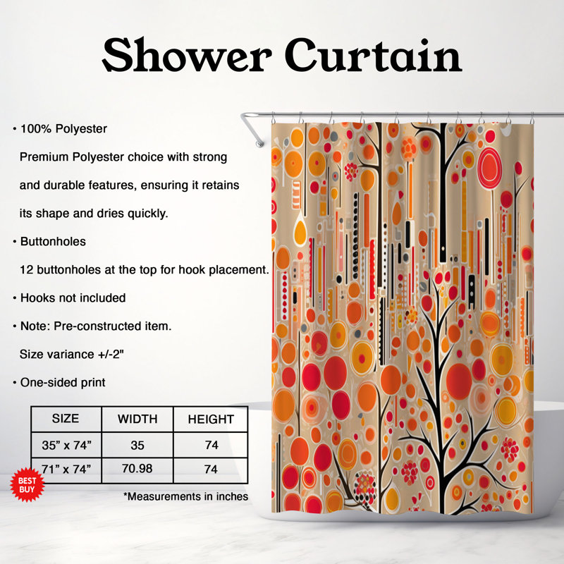 Rideaux de douche Ethnic Art Swirls - Premium, H 74 po x l 71 po