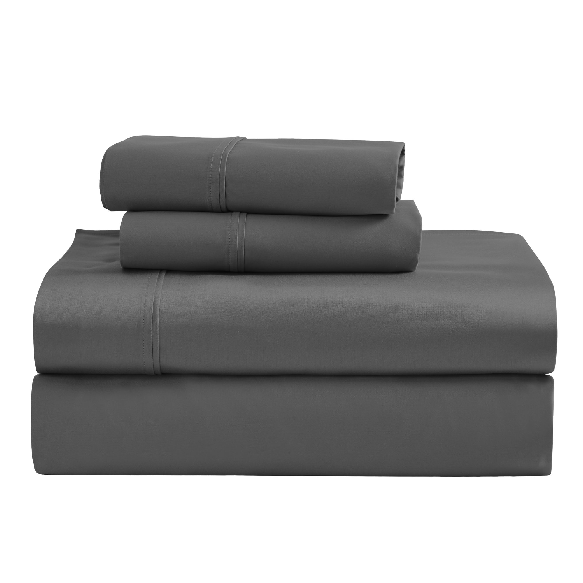 Mellark 1200 Thread Count Egyptian-Quality Cotton Sateen Sheet Set, Charcoal, King Sheet Set with 2 Pillowcases