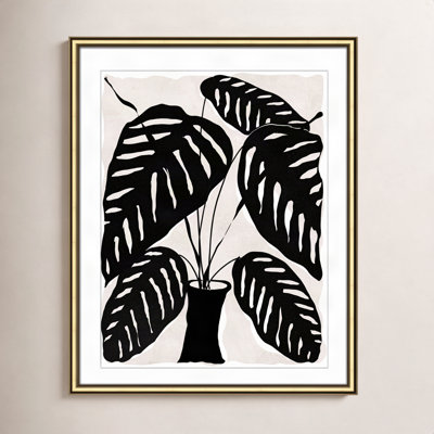 Black and White Potted Plant I Print