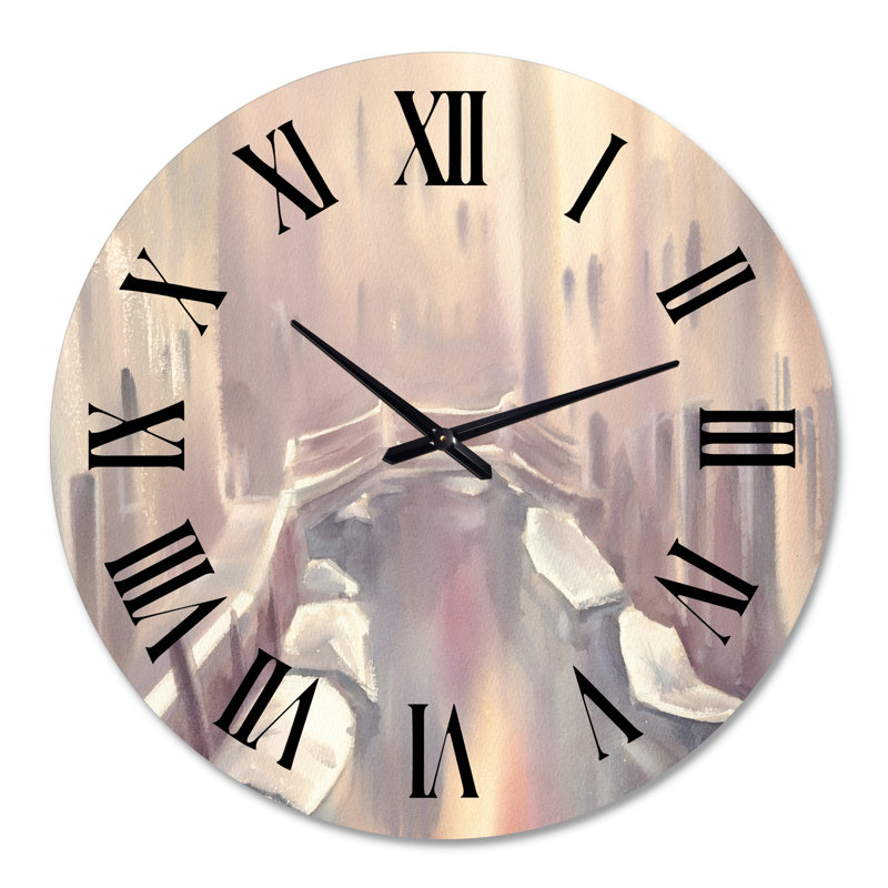 Pastel GOndoLas à Venise pendant le matin II - Horloge murale traditionnelle, Médium