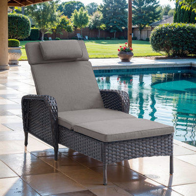 Dahlyla Outdoor Reclining Chaise Lounge Chair with Cushions