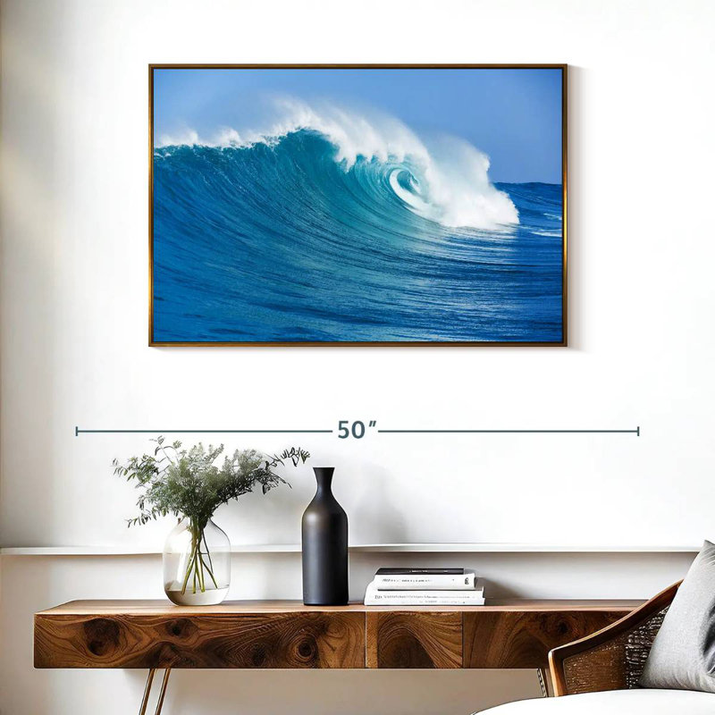 Ocean Wave Break, Cadre flottant doré, 37 po x 25 po