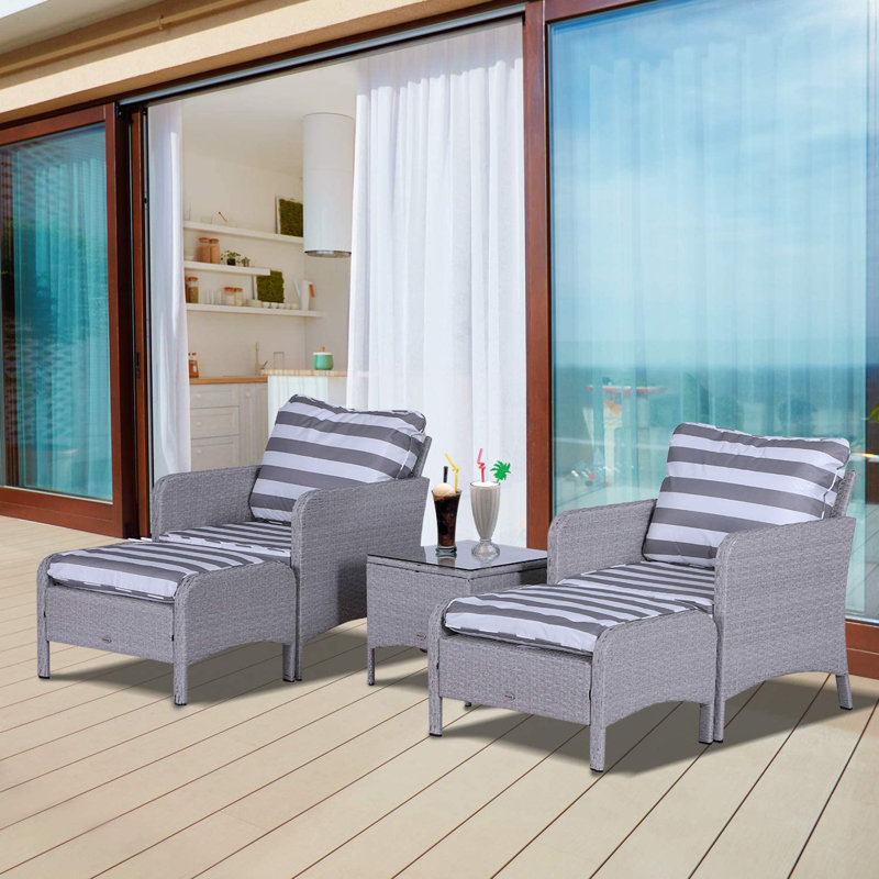 Garman 2 Seater Rattan Conversation Set, Grey