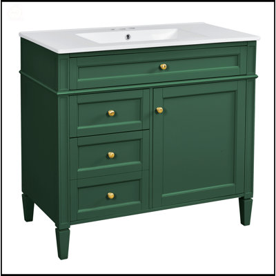 36 Inch Modern Bathroom Vanity With Top Sink, Spacious Storage, And Soft-Close Drawers For Enhanced Functionality