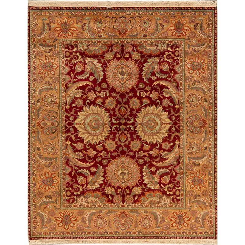 Hand-Knotted High-Quality Red and Gold Area Rug