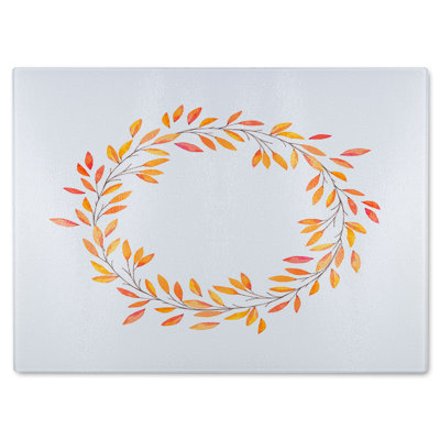 Autumn Reath Glass Chopping Board
