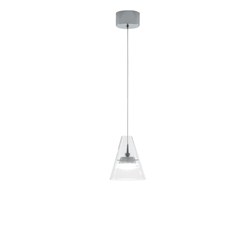 Dillinger 1 - Light Chrome LED Pendant, Clear and sandblasted