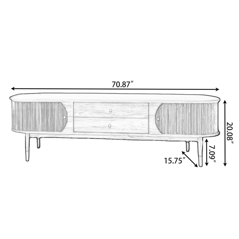 Meuble télé Modern, H 20,08 po x L 70,87 po x l 15,75 po
