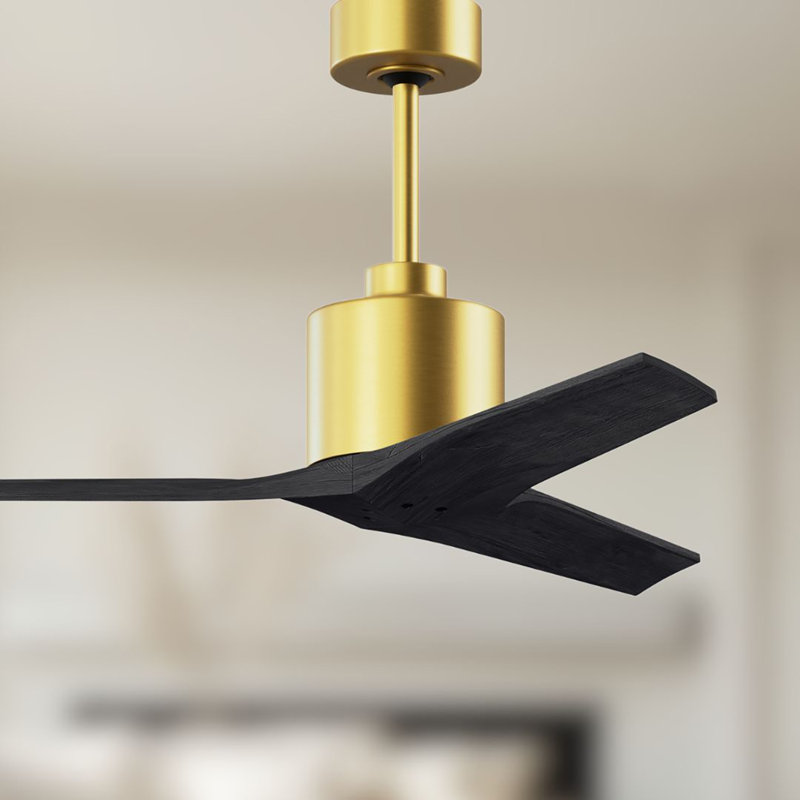 Mollywood - 42" Ceiling Fan - Textured Bronze Finish - Matte Black Blades, Matte Black, 42", Brushed Brass