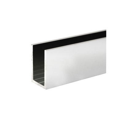 FHC CUC15BA121N 1" x 1-1/2" U-Channel - 12" Long Sample - Brite Chrome Anodized