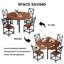 Ensemble de table de salle à manger pour 4 personnes, table de cuisine ronde et 4 tabourets pour la salle à manger, bureau à abattants de 44,5 pouces, petit espace, brun cerise