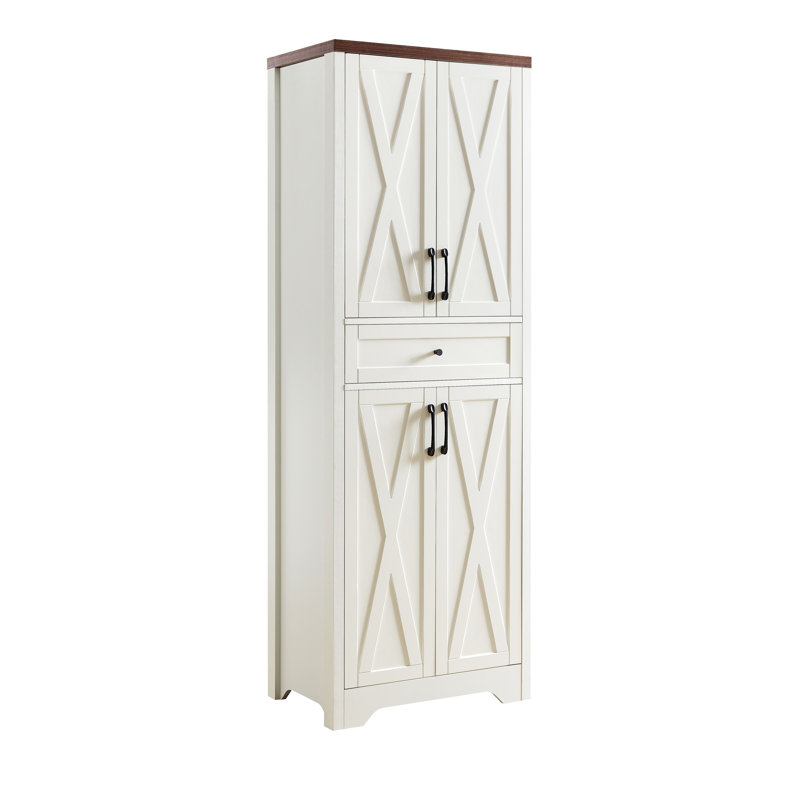Buffet de salon 68 "de haut, Noyer/blanc