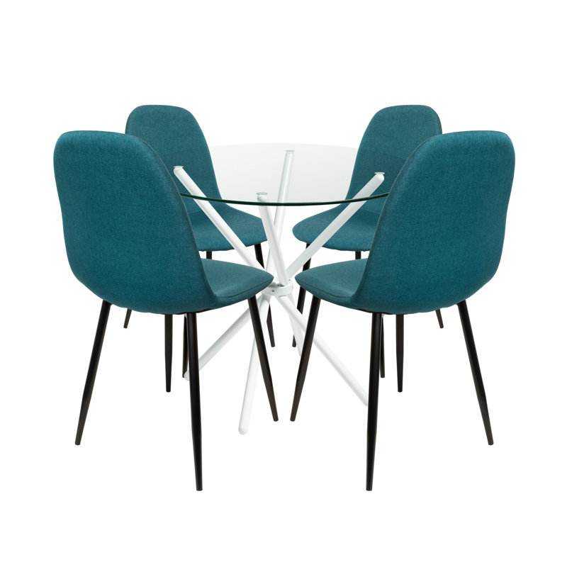 Rousseau 4 - Person Dining Set, Black, Teal