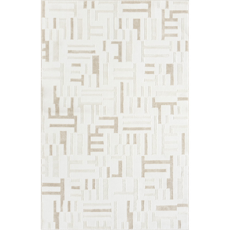 Abani Jenessa NTL210A Geometric Maze Cream Beige Area Rug, Rectangle 4' x 6'