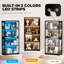 Display Cabinets with Glass Doors & 3 Color Lights,Black