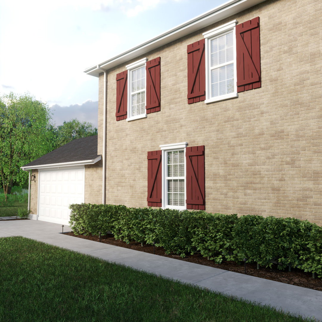 Rustic Three Board Spaced Board-n-Batten Faux Wood Shutters w/Z-Board (Per Pair) Ekena Millwork 