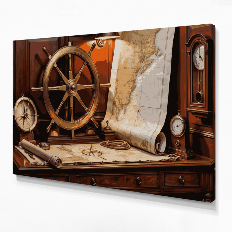Art mural sur toile brun, "Coastal Captains Quarters", H 20 po x l 30 po