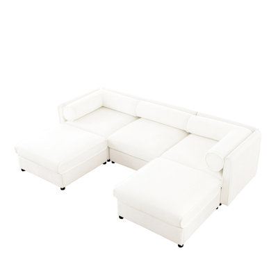 Stylish Chenille With And Storage Compartment - 3 U-shaped Couch For A Fashionable Living Room Modern Contemporary Feel