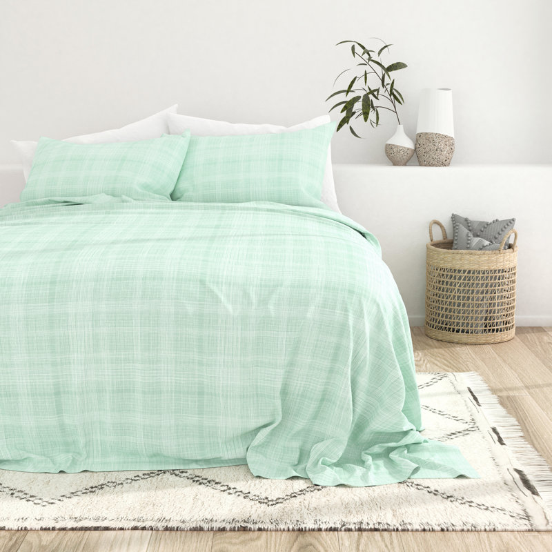 Forest Green Queen Microfiber Sheet Set with Thatch Print
