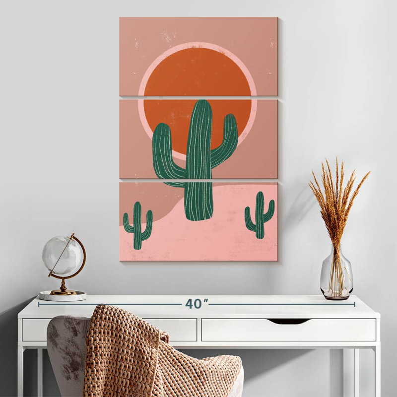 Harnek cactus et coucher de soleil, H 32 po x l 20 po
