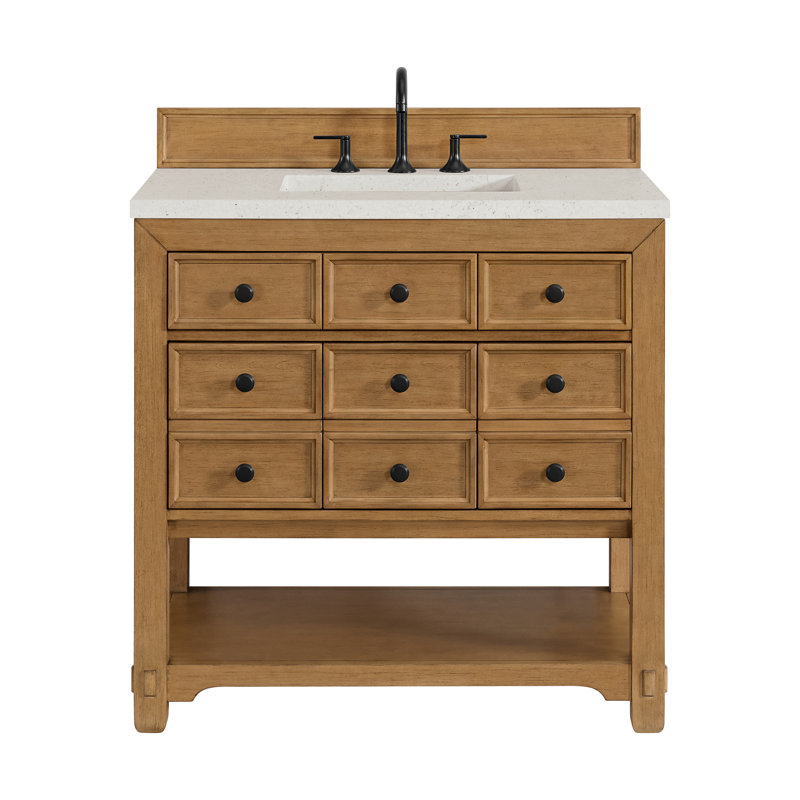 Meuble-lavabo simple l 36 po Malibu, Bouleau ambré, Délice de lime, À entraxe