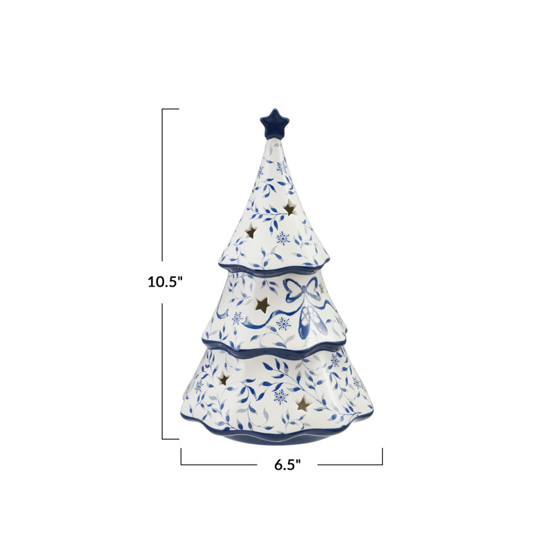 Dolomite Ceramic Tree with Star Cutouts and Glaze