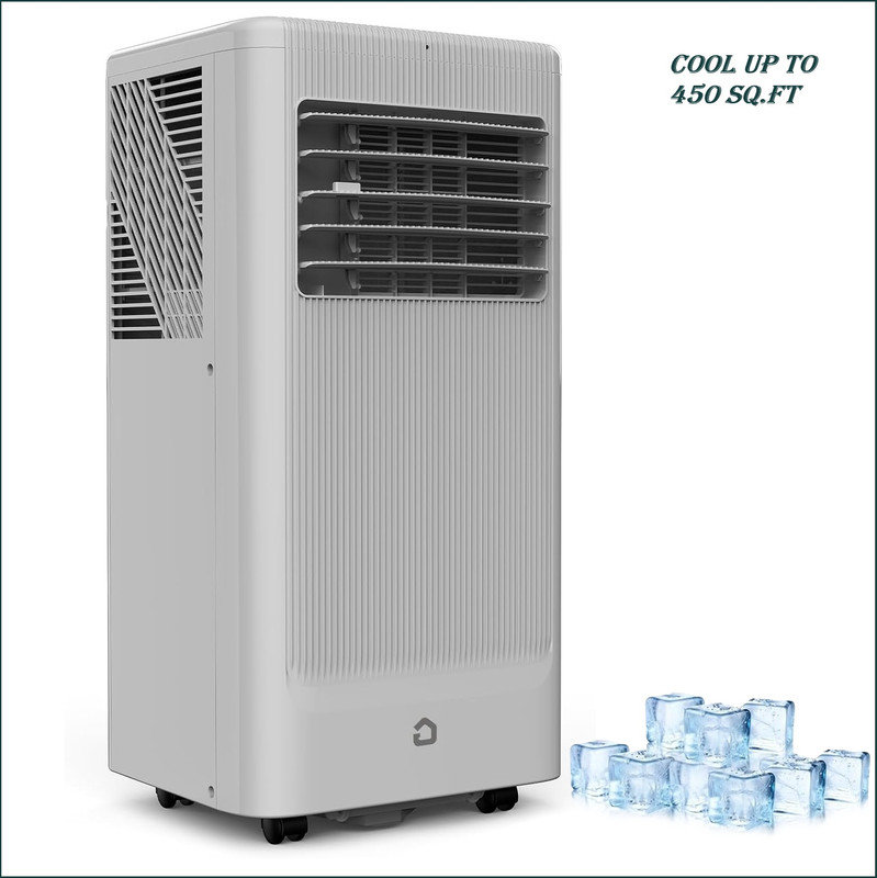 Climatiseur portatif, climatiseur autoportant de 10 000 BTU, climatiseur d'ambiance avec télécommande, fonction 3 en 1 de refroidissement et de ventilation et séchage, refroidissement jusqu'à 450 pieds carrés, mode veille et minuterie 24 heures, fonc