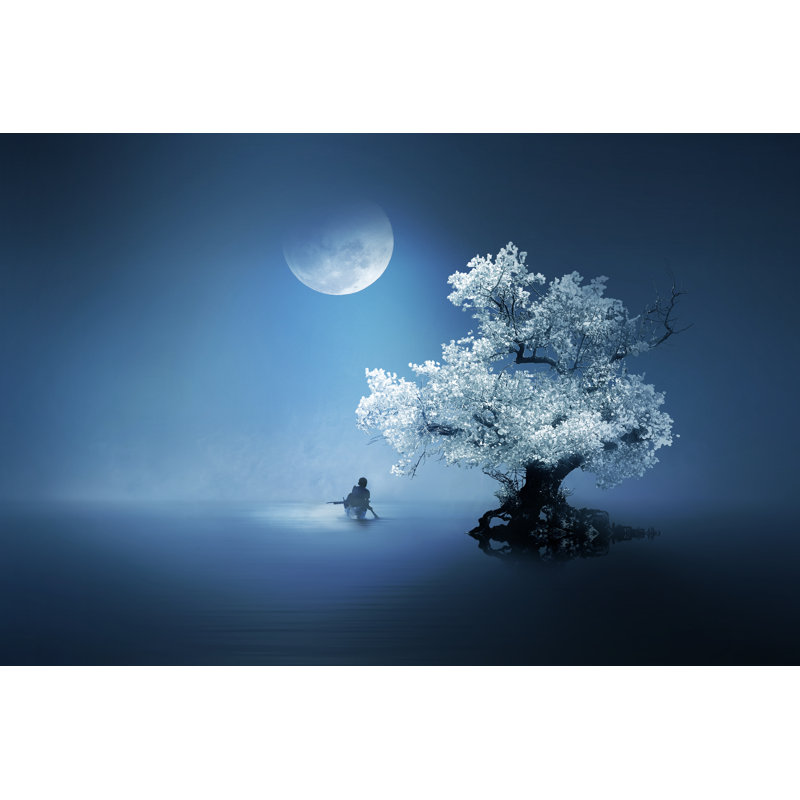 Guin Moon And Fisherman by Muhammad Idrus Arsyad - Wrapped Canvas Print, 30cm H x 46cm W x 3.8cm D