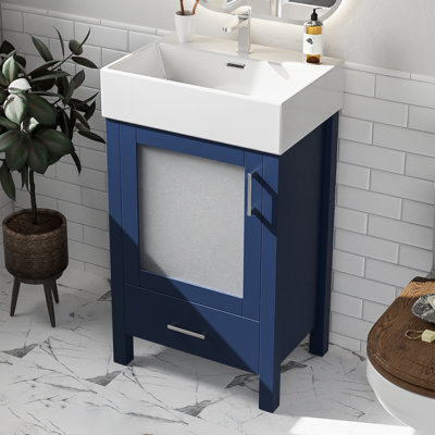 20" Bathroom Vanity Cabinet With Ceramic Sink And Storage Cabinet