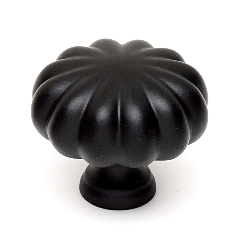 Round Knob, Matte Black, 1.25" H x 1.5" W x 0.5" D